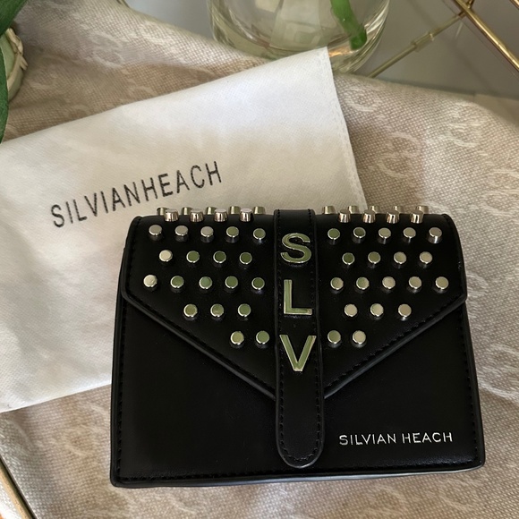 Silvian Heach Black Studded Crossbody NWOT - Picture 2 of 8